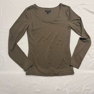 RW&CO. Olive Green Scoop Neck Long Sleeve Fitted Top S/P